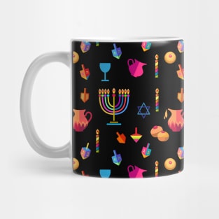 Happy Hanukkah Festival! Jewish Holiday Hanukkah Menorah traditional Chanukah Vintage gold pattern Jerusalem doodle frame Chanukah Decoration, presents and gifts Mug